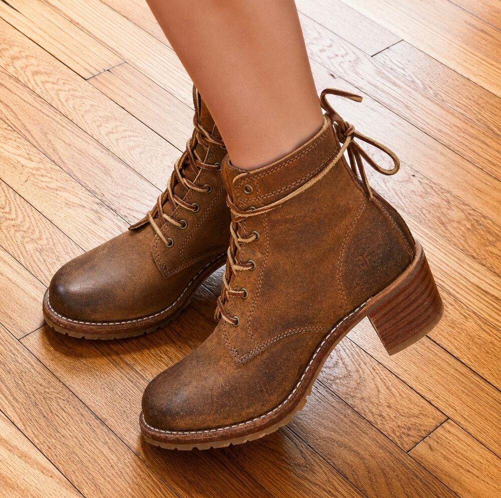 Frye Vintage Sabrina Brown Lace Up Ankle Boot Size 9.5